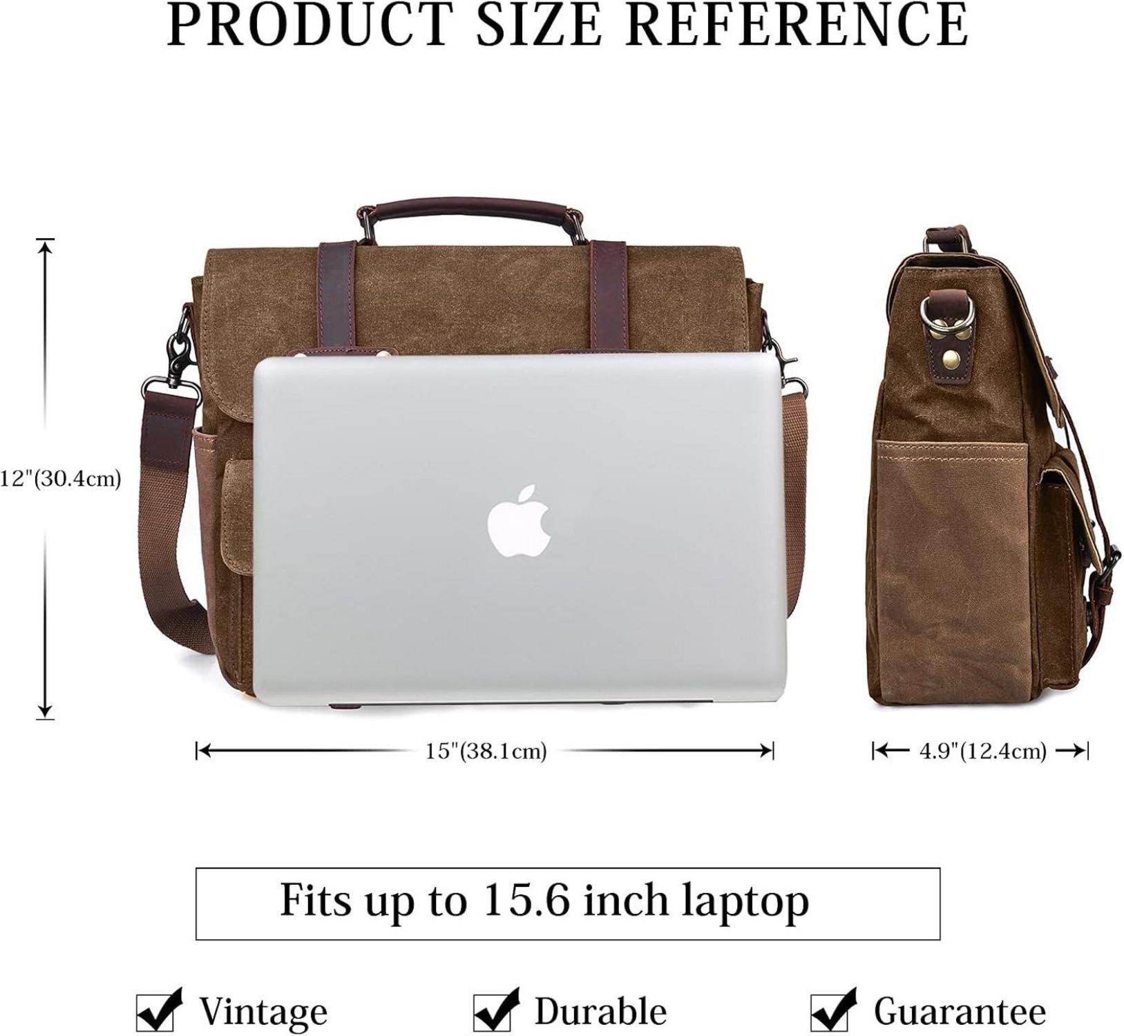 NUBILY Herren Aktentasche Umhängetasche Leder Canvas 15,6 Zoll Laptop