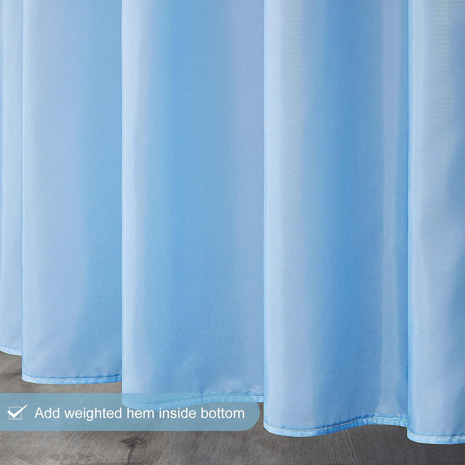 Duschvorhang 180x200 Anti-schimmel Wasserdicht Waschbar Textil Stoff Weiß Hellblau 12 Ringe