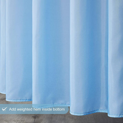 Duschvorhang 180x200 Anti-schimmel Wasserdicht Waschbar Textil Stoff Weiß Hellblau 12 Ringe