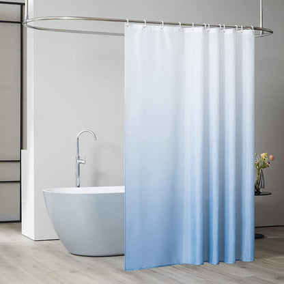 Duschvorhang 180x200 Anti-Schimmel Wasserdicht Stoff Weiß Blau