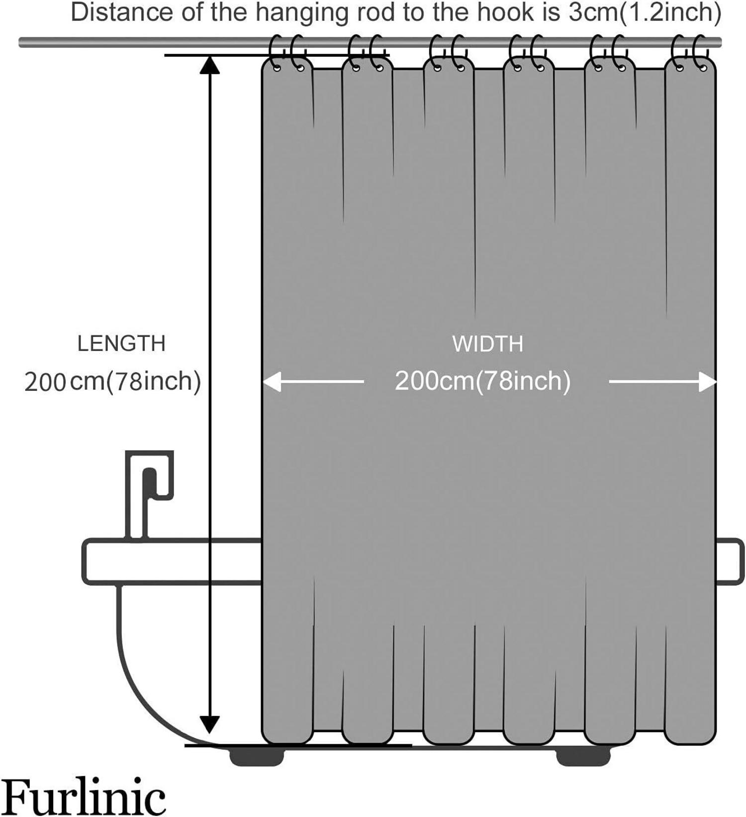Duschvorhang Überlänge Antibakteriell Extra Groß 200x200cm - Weiß Grün