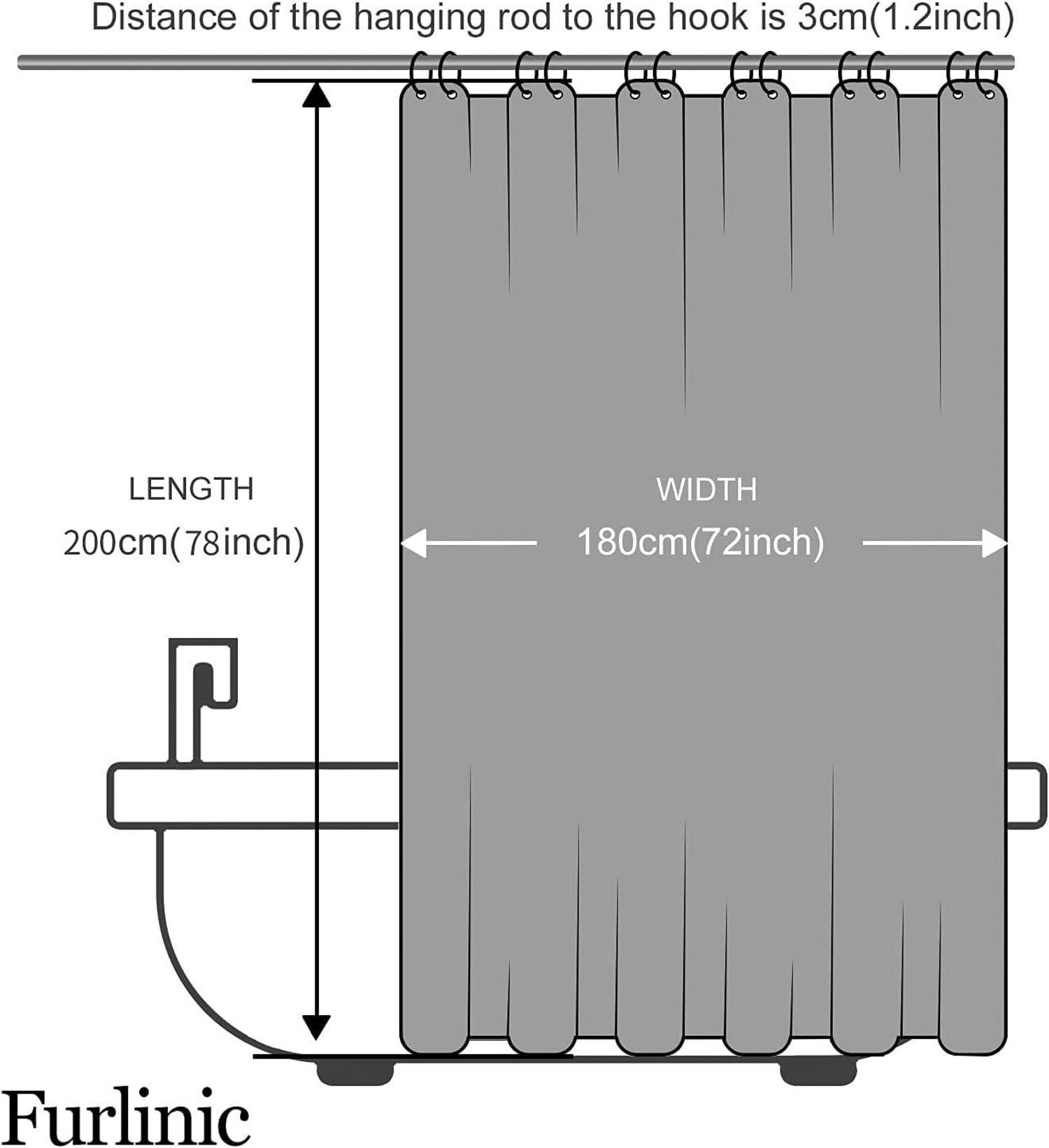 Duschvorhang 180x200 Anti-schimmel Wasserdicht Waschbar für Badewanne