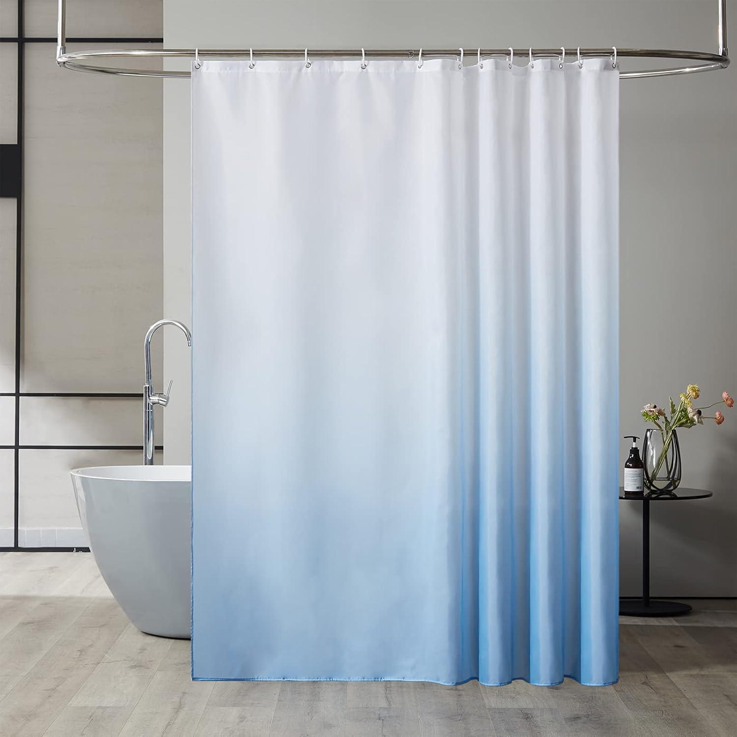 Duschvorhang Anti-Schimmel Textil Stoff 200x200cm Weiß Hellblau