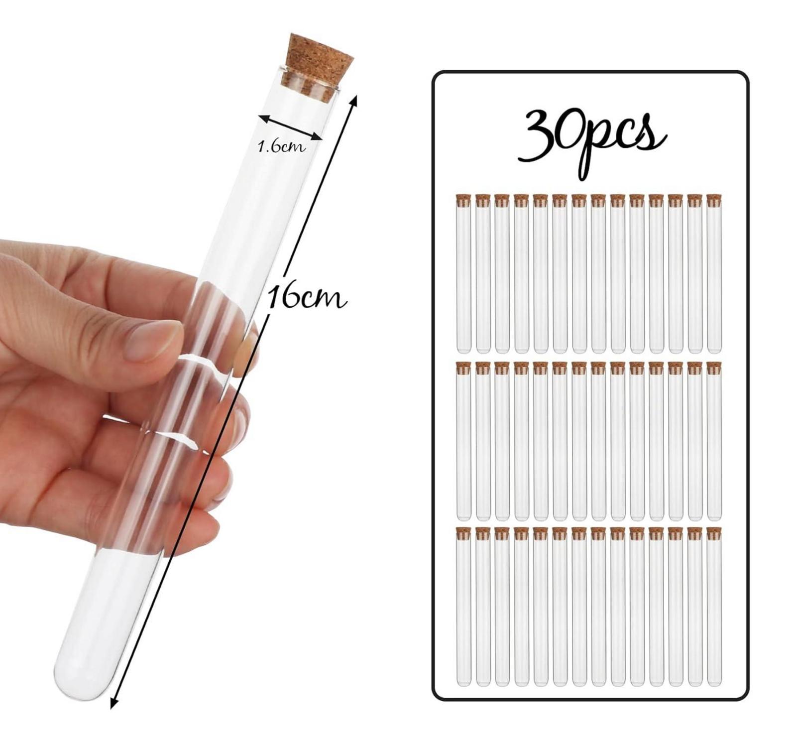 30x Reagenzgläser Glas mit Korken 16x160mm Transparent inkl. Trichter