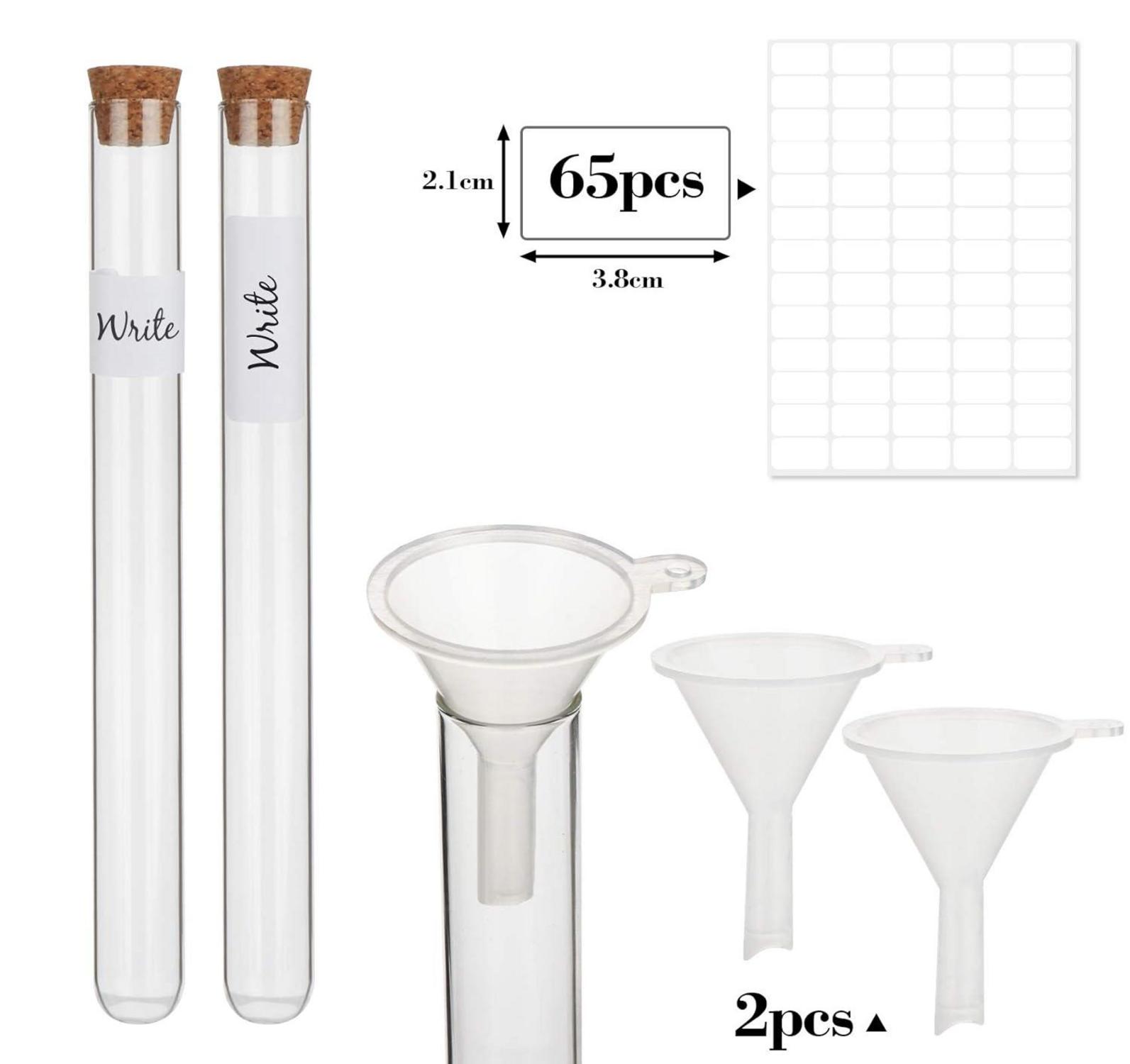 30x Reagenzgläser Glas mit Korken 16x160mm Transparent inkl. Trichter Etikette 20ml