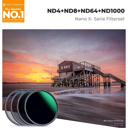 58mm ND Filter Set ND4+ND8+ND64+ND1000 Luftfahrt-Aluminium