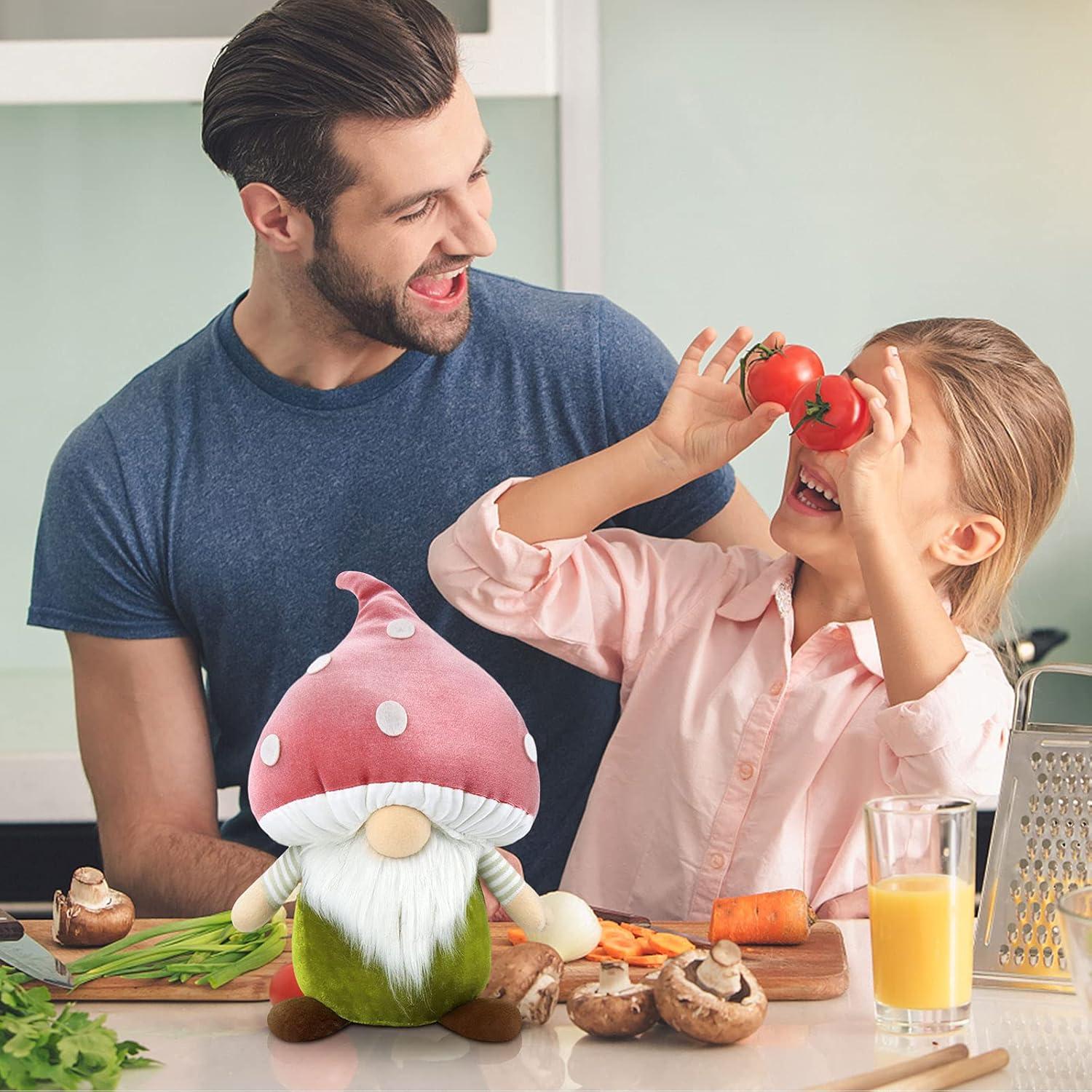 Weihnachts Wichtel Figur Große Dekoration Pilze 33cm Pink