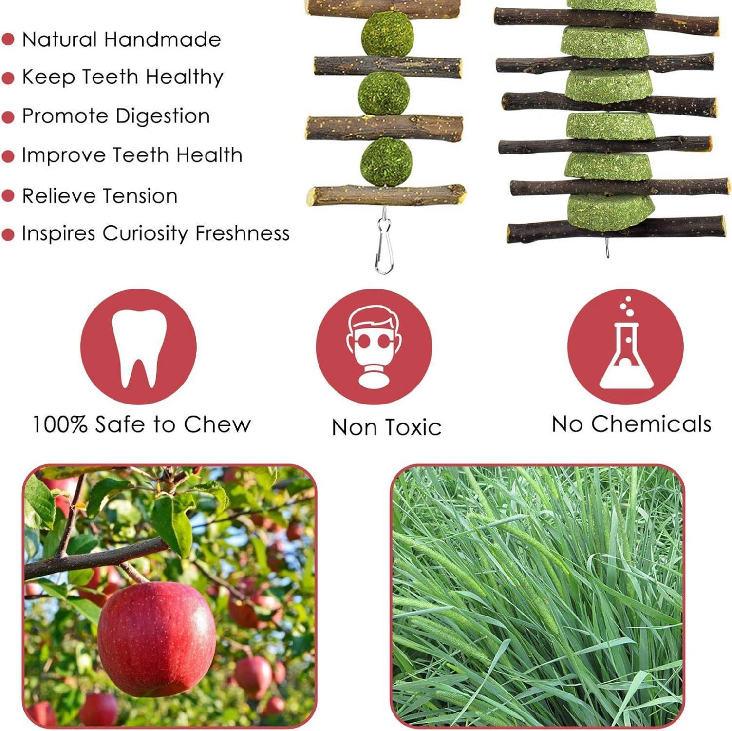 ERKOON Kaninchen Spielzeug Set Naturholz Kauspielzeug für