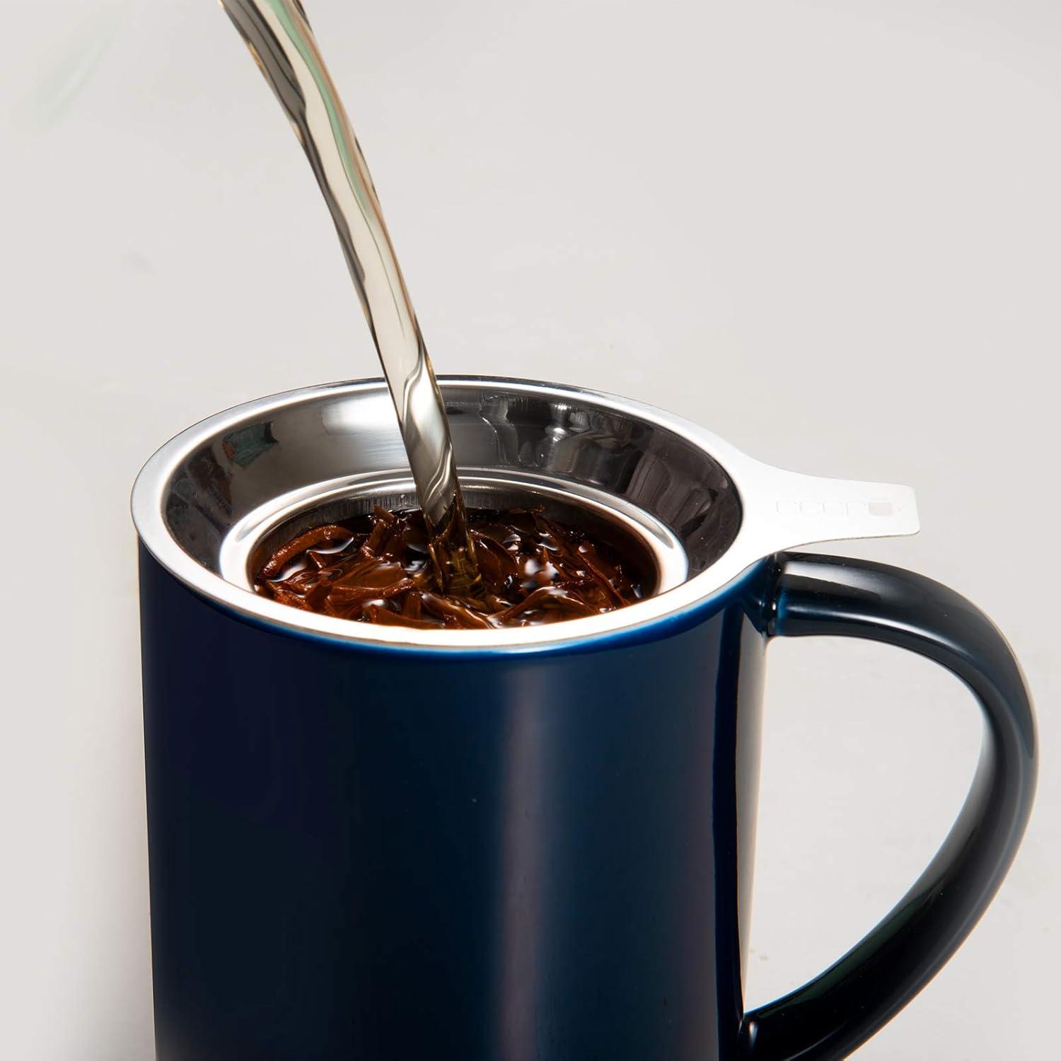 Teetasse mit Teesieb und Deckel, Porzellan Teegeschirr