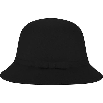 Damen Filz Eimerhut mit Schleife – Schwarz, verstellbar 56-58cm