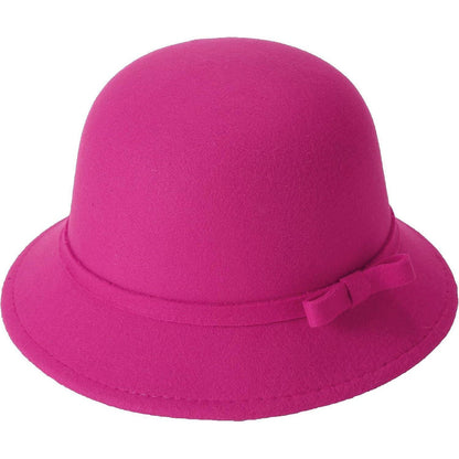 Damen Filz Eimerhut Rosa mit Schleife, verstellbar 56-58cm