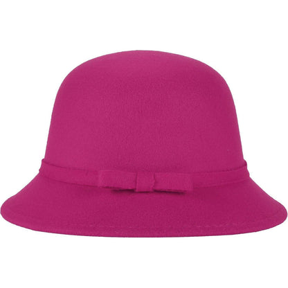 Damen Filz Eimerhut Rosa mit Schleife, verstellbar 56-58cm