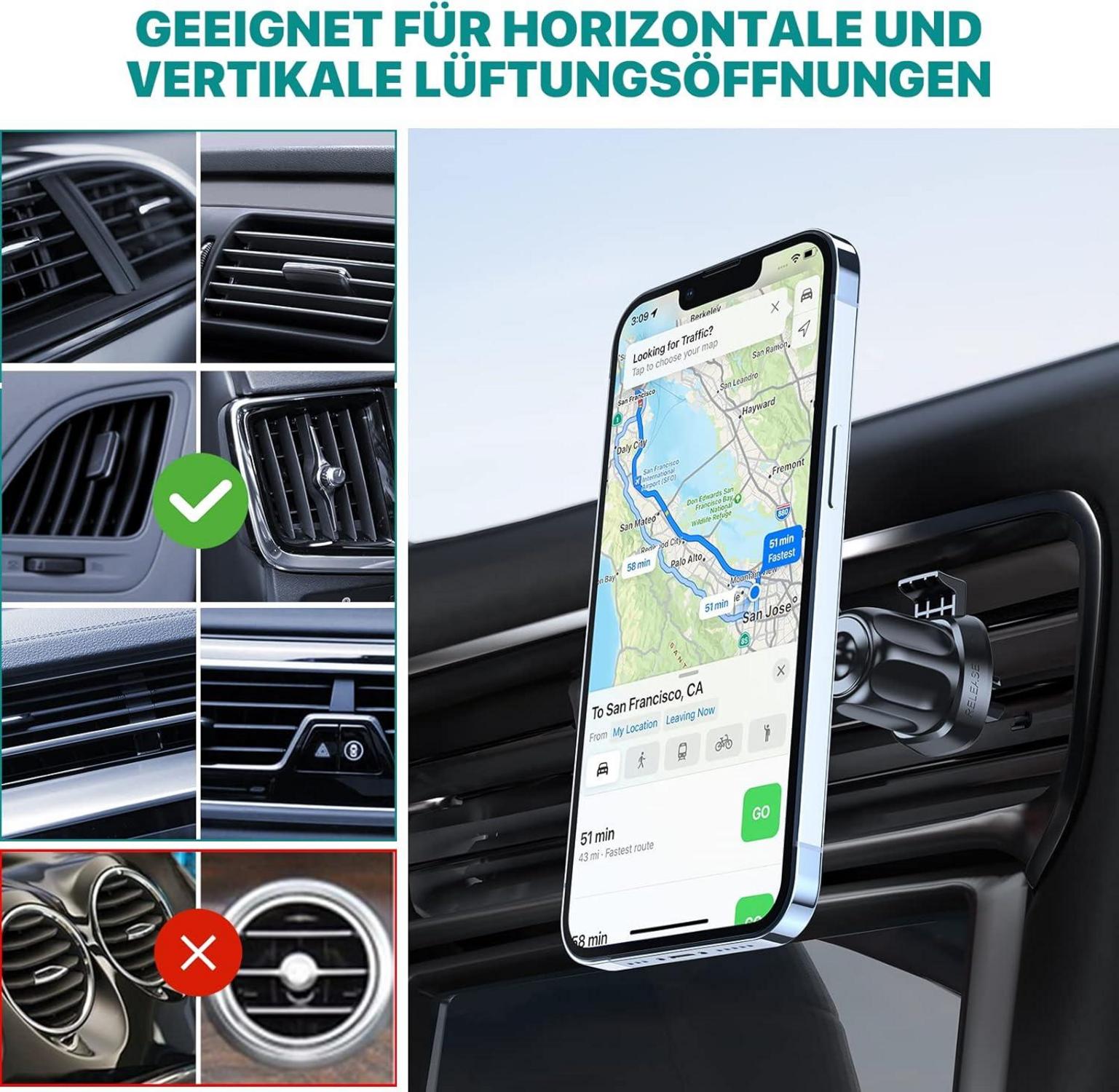 Auto Handyhalterung, Universal 360° Magnetische KFZ Halterung - Stark & Stabil