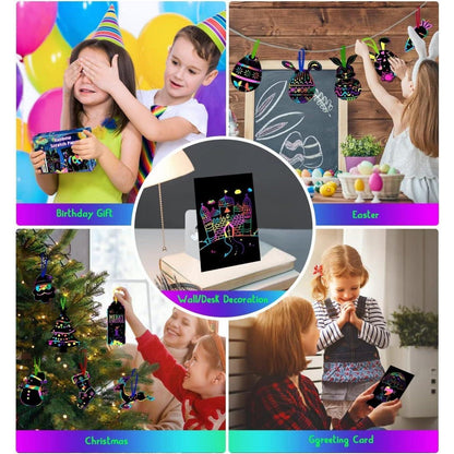 Kratzbilder für Kinder, Bastelset Regenbogen Kratzpapier