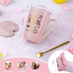 Beste Schwester Geschenkset: Kaffeetasse, Socken, Löffel in