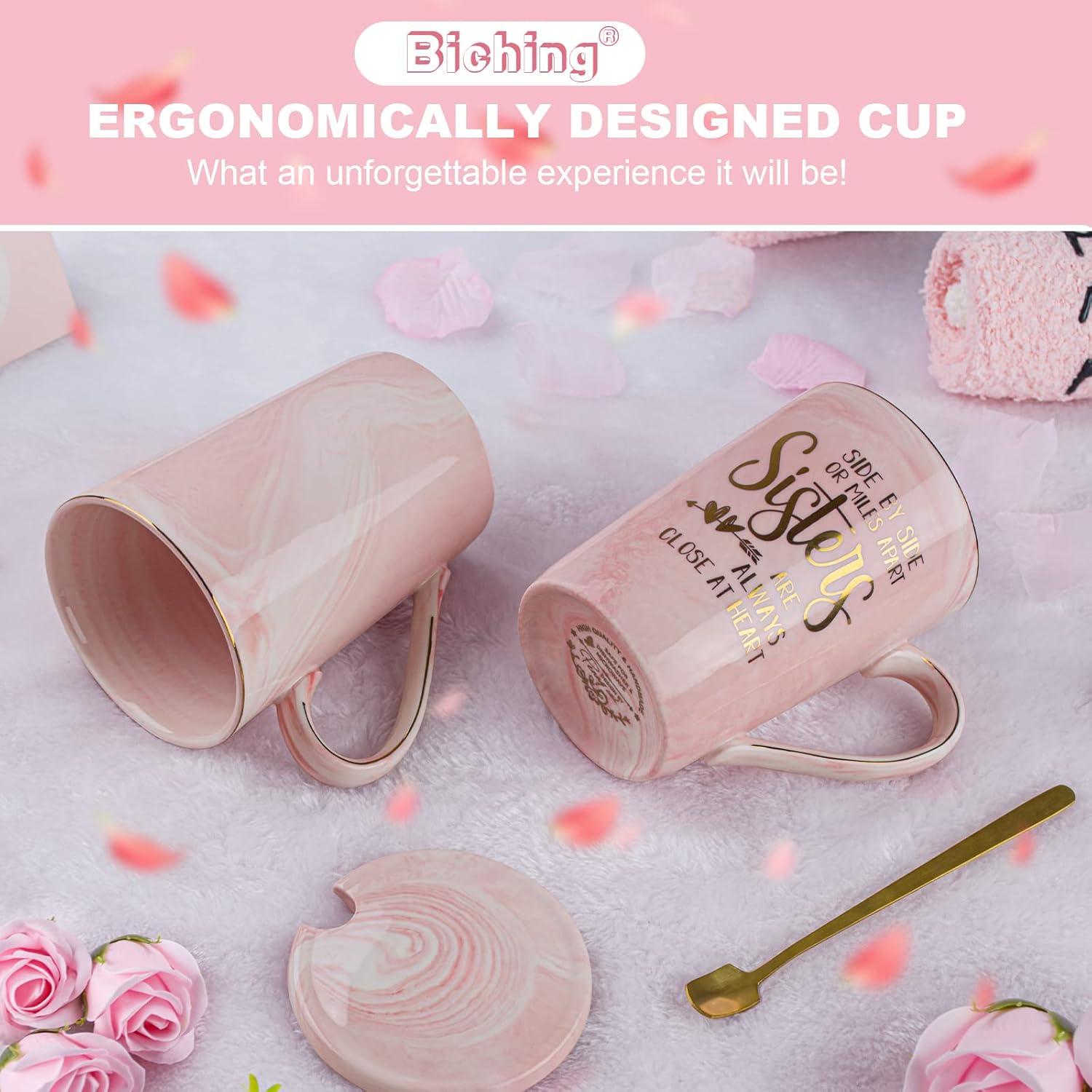 Personalisierte Schwester Kaffeetasse mit Socken und Löffel
