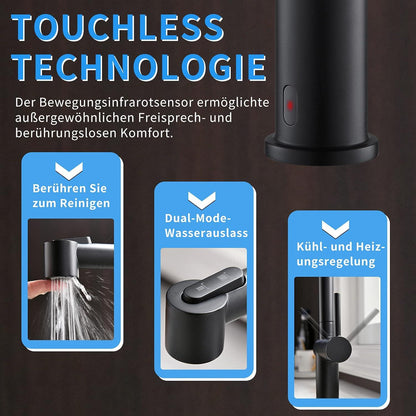Infrarot Sensor Schwarz Küchenarmatur Ausziehbare Brause 360° Schwenkbar
