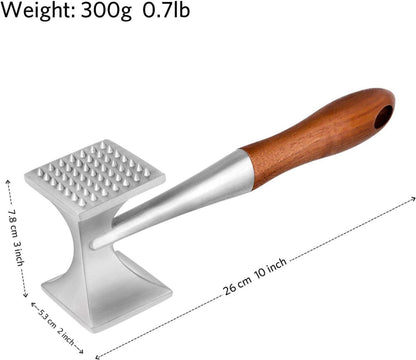 Fleischklopfer Steakhammer 2-in-1 Holzgriff Zinklegierung 26 CM