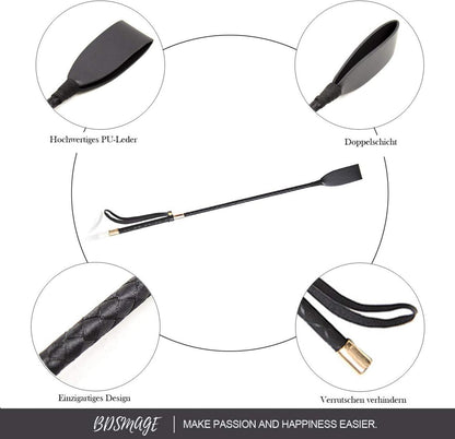 BDSMAGE Set: Reitpeitsche aus Leder & Federkitzler