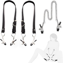 BDSM-Set Schamlippenspreizer Nippelklemmen Kette Spreizgurte Clips aus