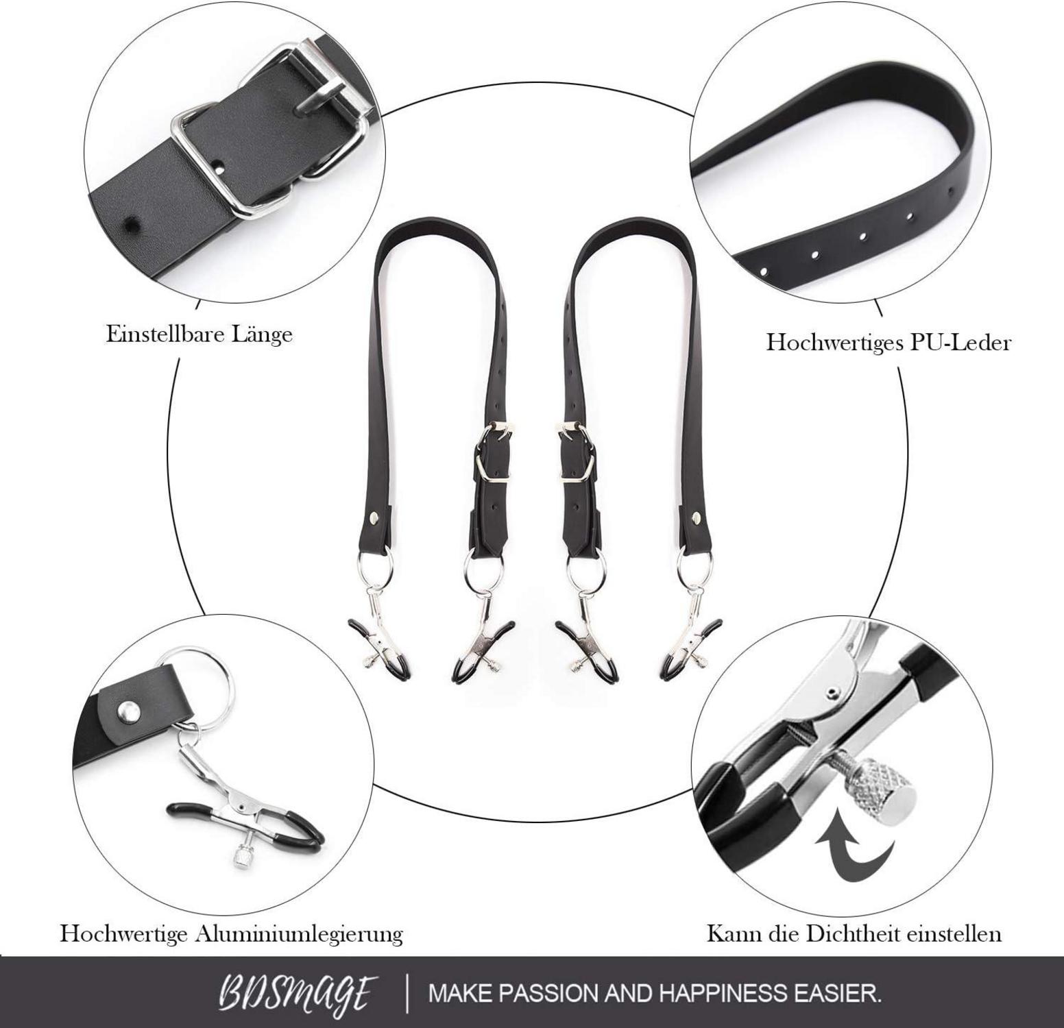 BDSM-Set Schamlippenspreizer Nippelklemmen Kette verstellbar Clips
