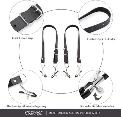 BDSM-Set Schamlippenspreizer Nippelklemmen Kette verstellbar Clips