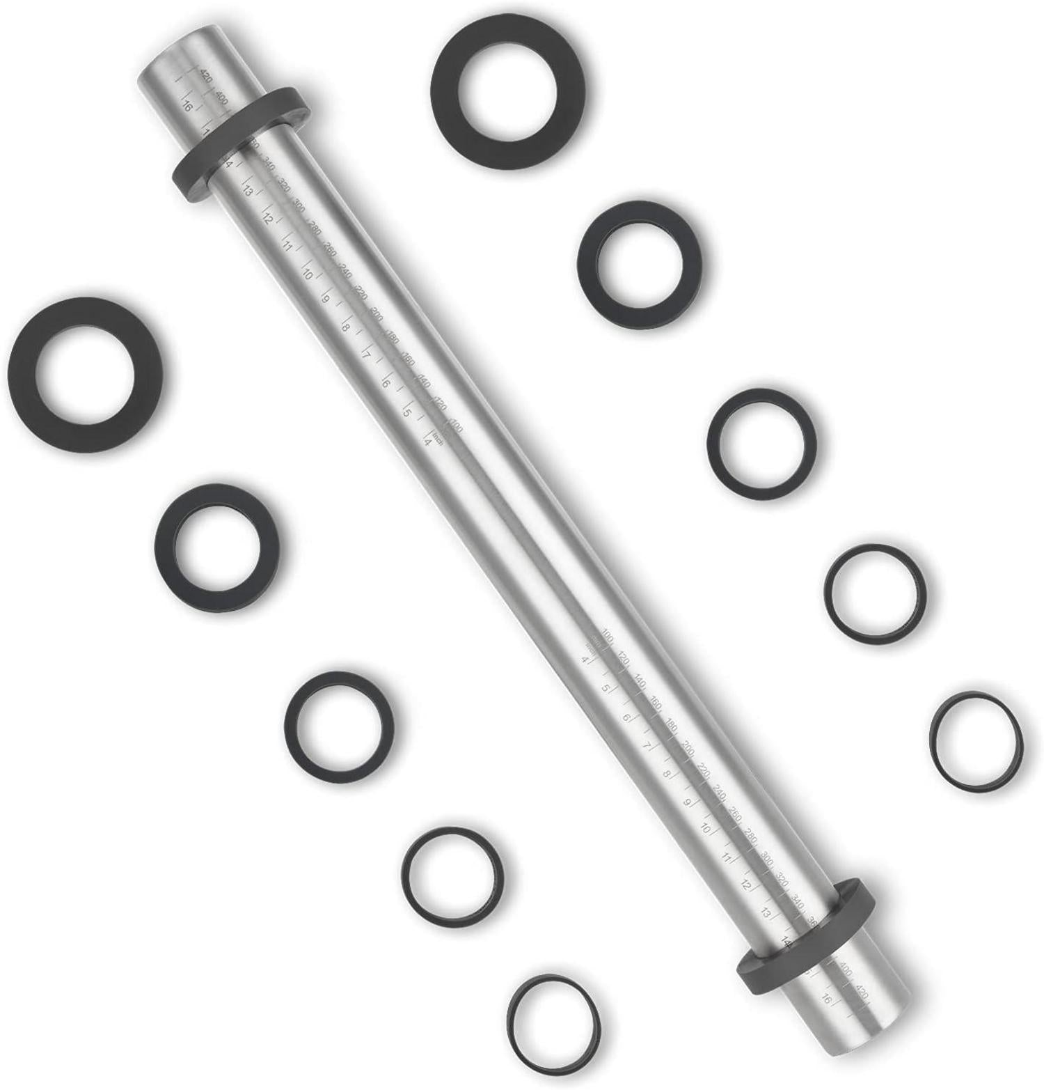 Edelstahl Nudelholz mit Silikonringen, Antihaft Teigroller 45cm