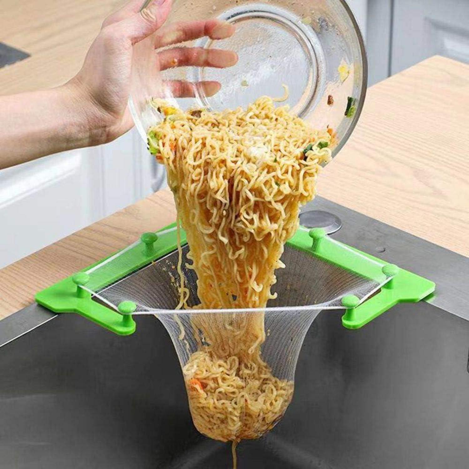 Abflusssieb für Küche mit 100 Stück Filterbeutel, dreieckiges Netzsieb, Müllaufbewahrung