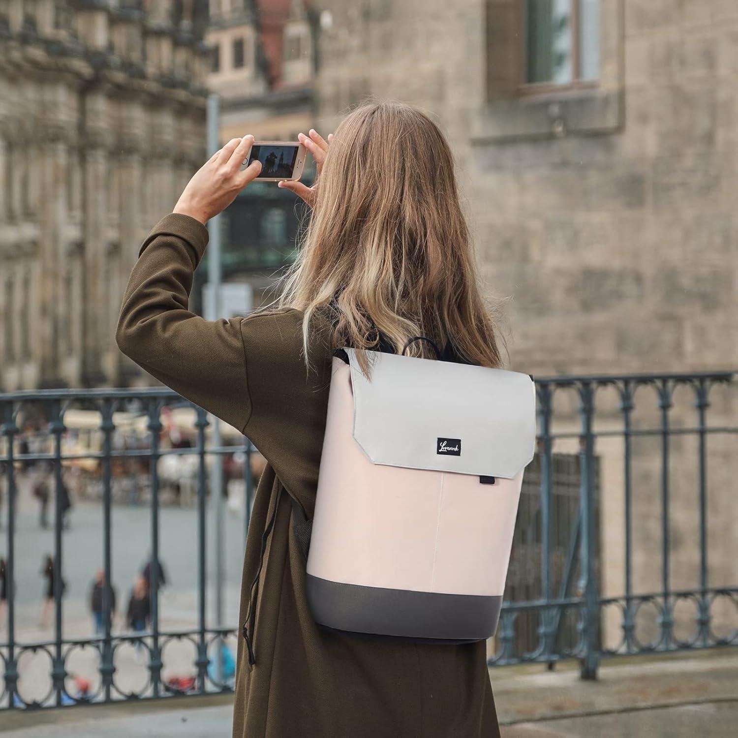 Eleganter Damenrucksack mit 15,6 Zoll Laptopfach - Rosa