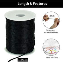 TONIFUL 2mm Schwarz Nylonschnur 100m Satinschnur Makramee