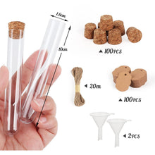 100x Reagenzgläser Kunststoff 20ml mit Korken & Hanfseil