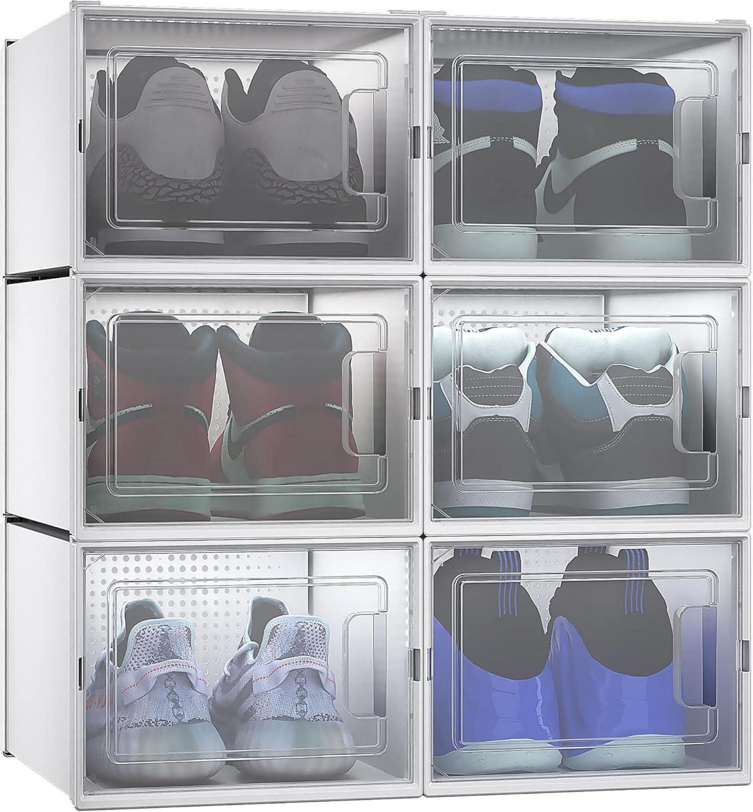 YITAHOME Schuhboxen 6er Set stapelbar transparent belüftete
