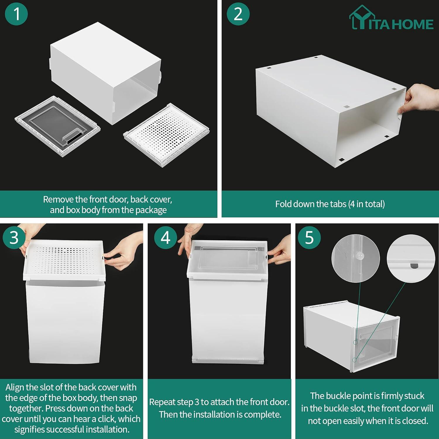 Schuhboxen Set stapelbar stabil transparent Belüftungslöchern Größe 46
