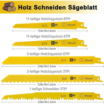 LEILUO Sägeblätter Set 36-teilig Holz Metall Kunststoff inkl