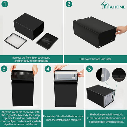 YITAHOME Schuhboxen 6er Set stapelbar stabil transparent