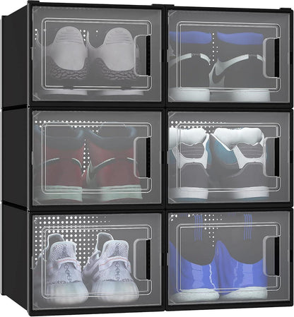 6er Set stapelbare Schuhboxen für Schuhe bis Größe 46 mit
