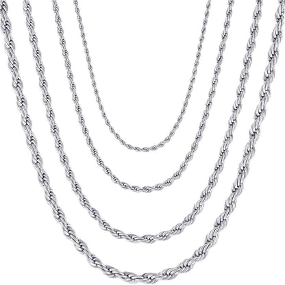 Herren Damen Halskette Edelstahl Verdrehte Kette 3mm Silber 80cm