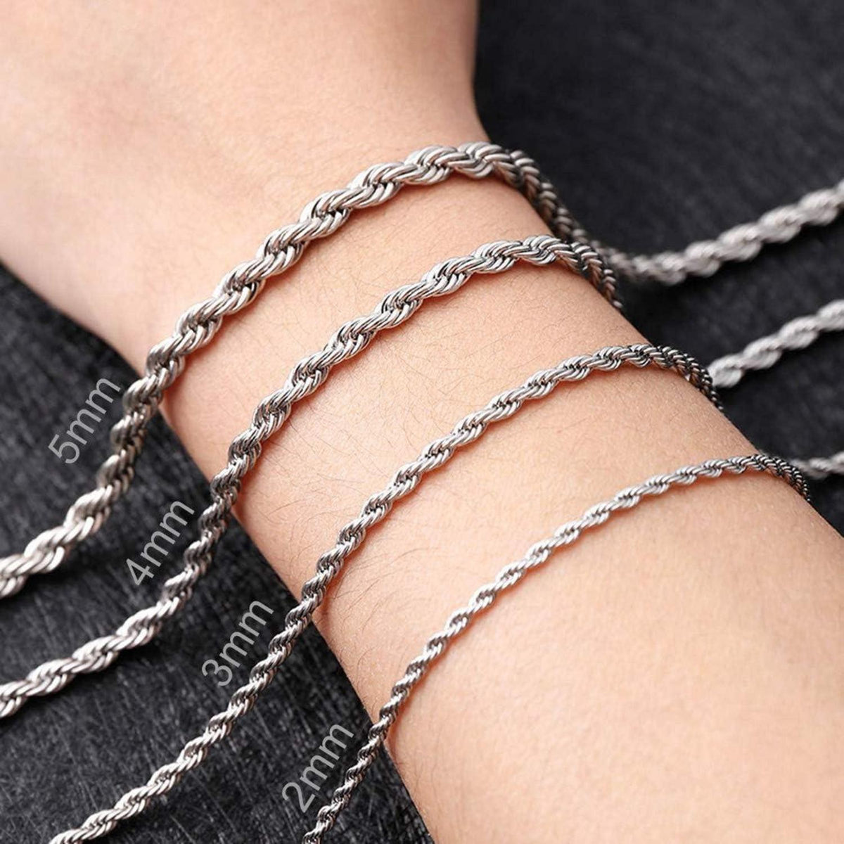 Herren Damen Halskette Edelstahl Verdrehte Kette 3mm Silber 80cm