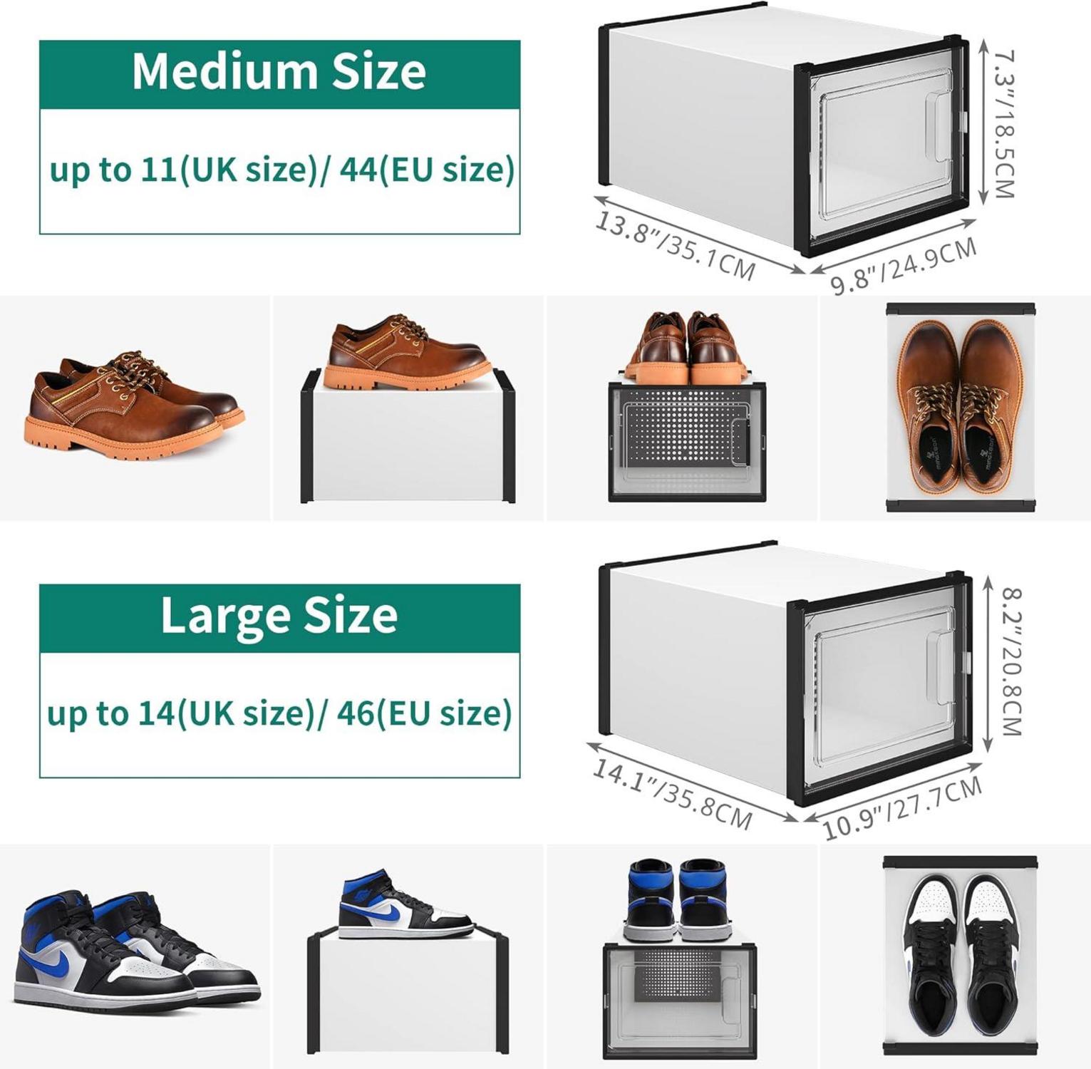 YITAHOME Schuhboxen 12er Set stapelbar stabil für Schuhe bis