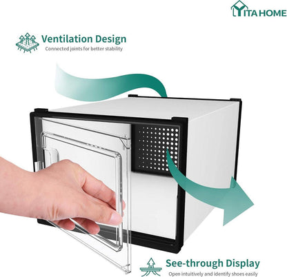 YITAHOME Schuhboxen 12er Set stapelbar stabil mit transparent Tür