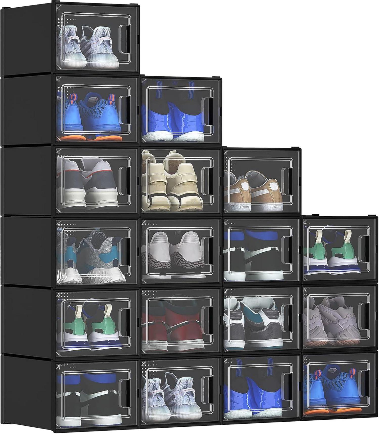 YITAHOME Schuhboxen 18er Set stapelbar stabil transparent belüftet bis