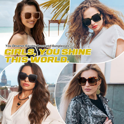 Übergroße Quadratische Retro Sonnenbrille Damen UV400