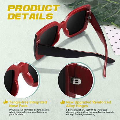Übergroße Retro Sonnenbrille Quadratisch UV400 Vintage Schutz