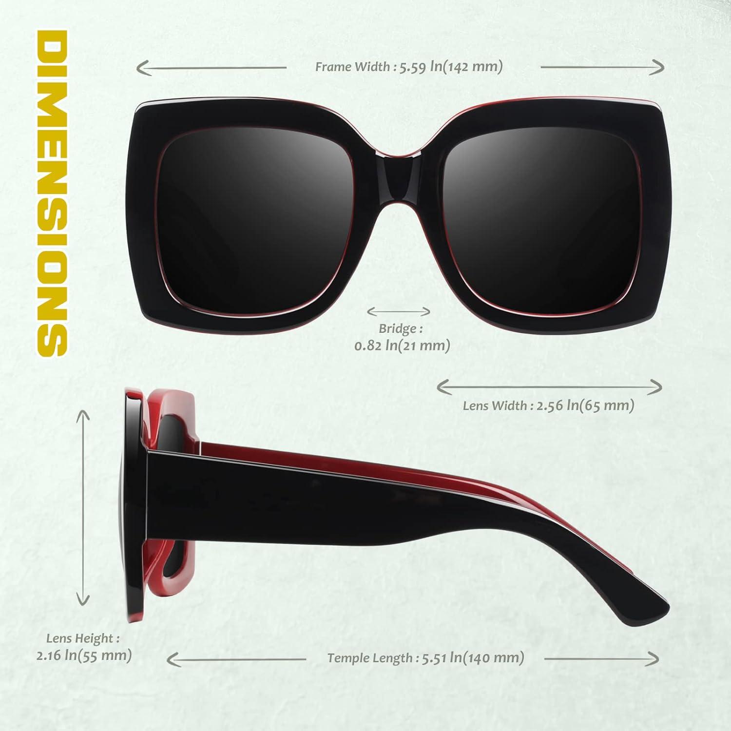 Übergroße Retro Vintage Sonnenbrille Damen Quadratisch UV400 Schutz