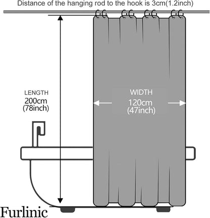 Duschvorhang Textil Anti-schimmel Wasserabweisend Waschbar Grau Blau