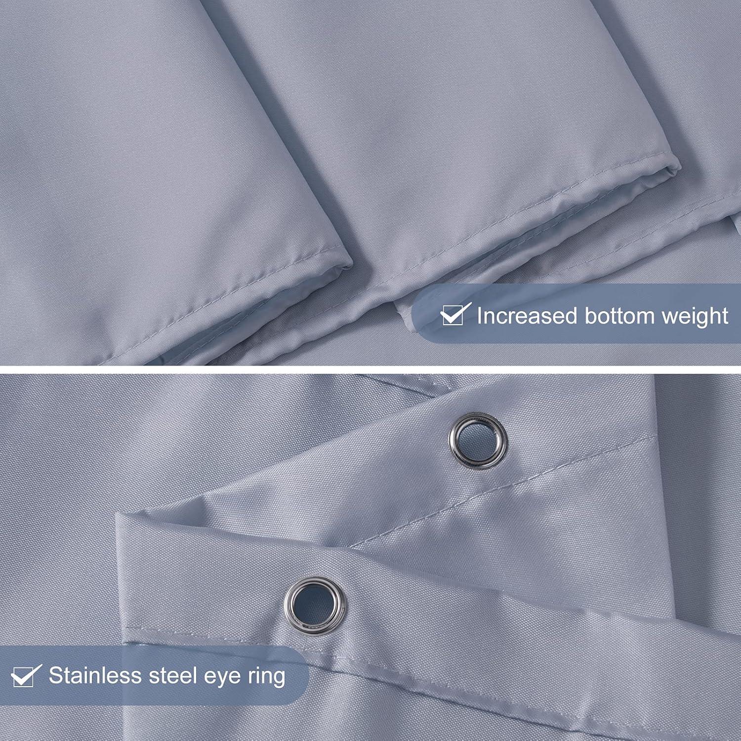 Duschvorhang 120x180 Polyester Textil Grau Blau wasserabweisend inkl. 8 Haken