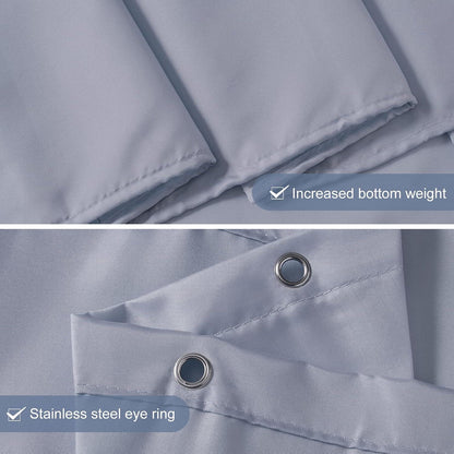 Duschvorhang 120x180 Polyester Textil Grau Blau wasserabweisend inkl. 8 Haken