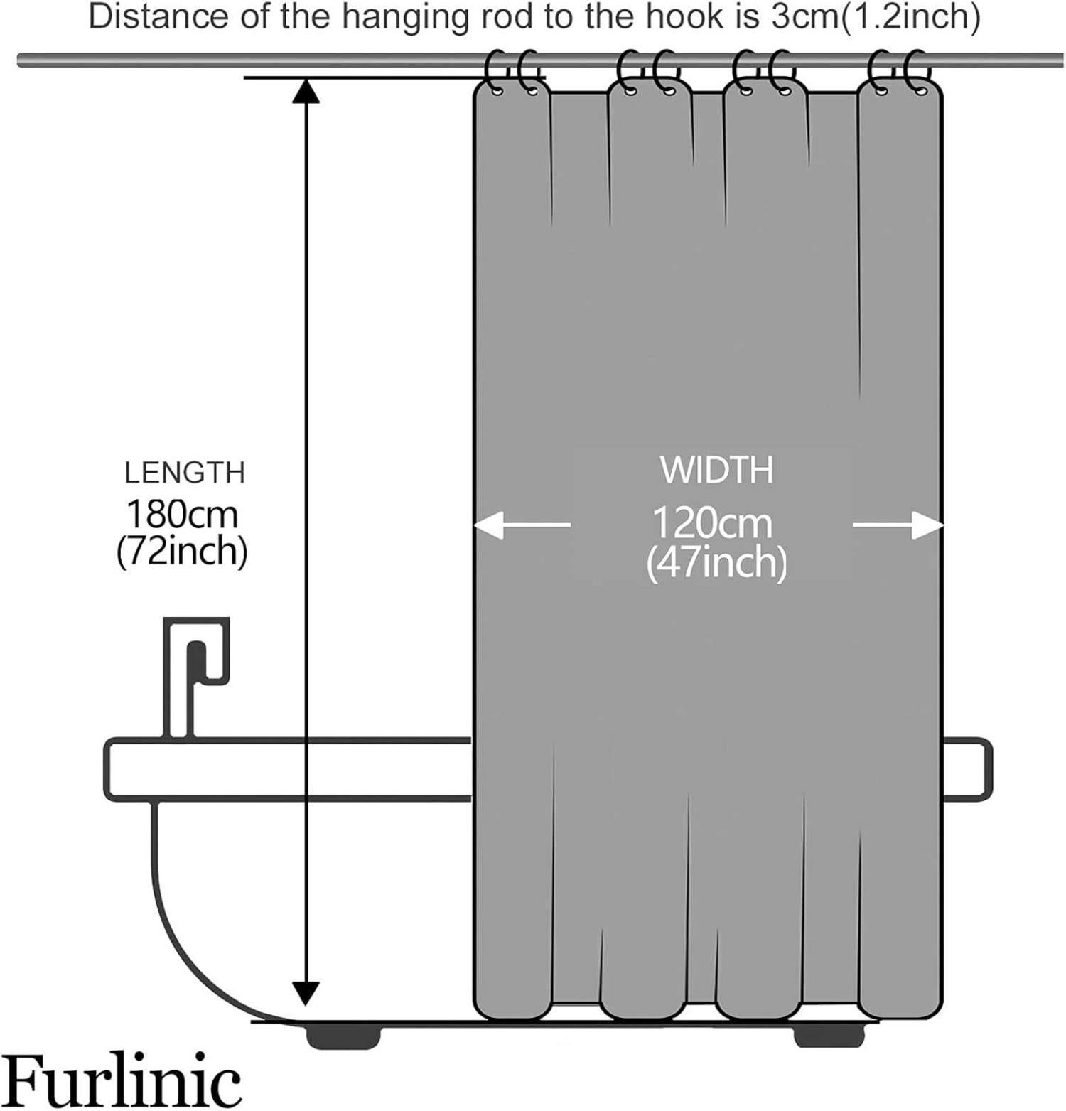 Duschvorhang Polyester Grau Blau 120x180 wasserabweisend