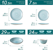 Tafelservice Steingut 24-teilig Vintage Blau Handbemaltes