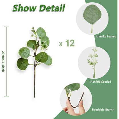Künstliche Eukalyptus Pflanze Bulk Hochzeit Garten Deko 12Pc